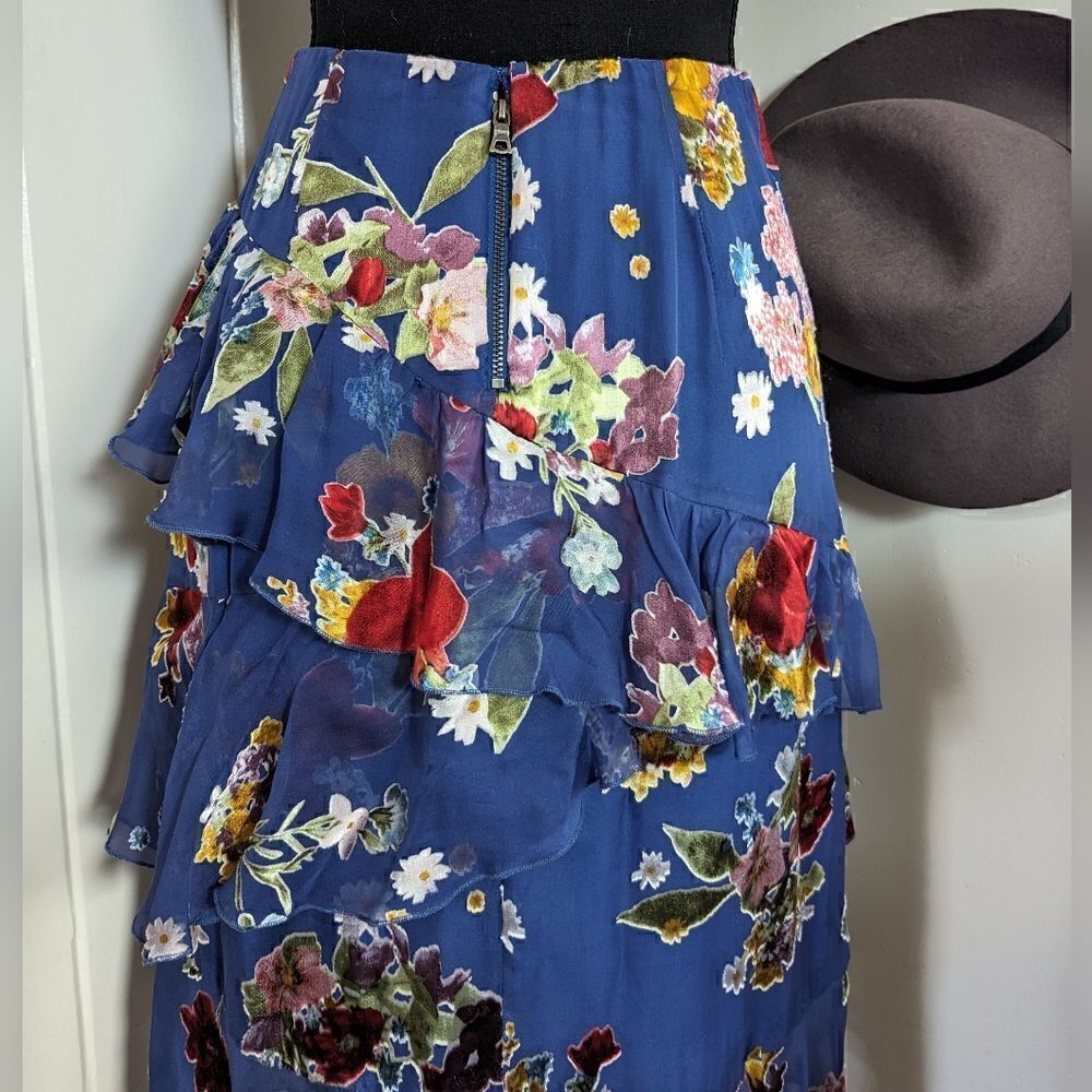 Alice + Olivia Floral Tiered Ruffle Skirt 2 Coquette Girl Fairy Coastal - Picture 8 of 9